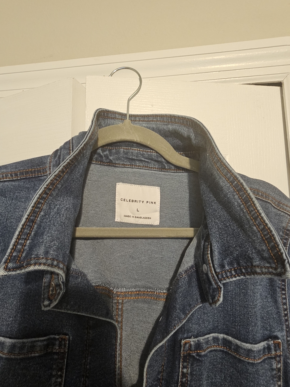 Celebrity Pink Blue Denim Jacket - Classic Trucker Style - Picture 2 of 2